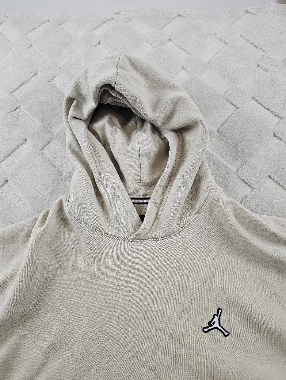 Jordan Hoodie Mens Large Beige Essentials Jumpman Embroidered Pullover